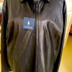 Polo RalphLauren LG soft leather classic windbreaker NEW with tags